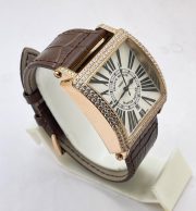 Franck Muller Master Square Diamond Rose Gold Leather Strap Watch - Image 5