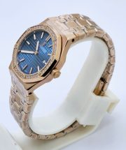 Audemars Piguet Royal Oak Diamond Blue Rose Gold Ladies Watch - Image 4
