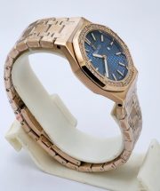 Audemars Piguet Royal Oak Diamond Blue Rose Gold Ladies Watch - Image 5