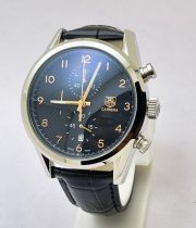 Tag Heuer Carrera Calibre 1887 Chronograph Black Leather Strap Watch - Image 3