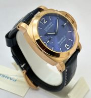 Panerai Marina Blue Rose Gold Leather Strap Swiss Automatic Watch - Image 5