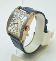 Franck Muller Master Square Diamond Blue Leather Strap Watch - Image 4