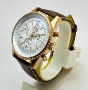 Breitling Navitimer Chrono White Rose Gold Leather Strap Watch - Image 4