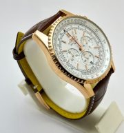 Breitling Navitimer Chrono White Rose Gold Leather Strap Watch - Image 5