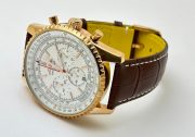 Breitling Navitimer Chrono White Rose Gold Leather Strap Watch - Image 6