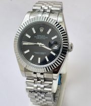Rolex Date-Just Stick Mark Black Steel Swiss Automatic Watch - Image 3