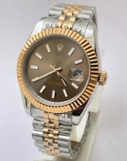 Rolex Date-Just Brown Dial Stick Marker Dual Tone Swiss Automatic Watch - Image 3