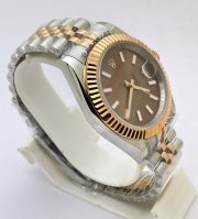 Rolex Date-Just Brown Dial Stick Marker Dual Tone Swiss Automatic Watch - Image 5