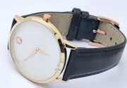 Movado Ultra Slim White Dial Leather Strap Watch - Image 6