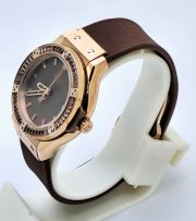 Hublot Classic Fusion Diamond Brown Rubber Strap Ladies Watch - Image 4