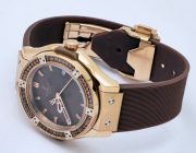 Hublot Classic Fusion Diamond Brown Rubber Strap Ladies Watch - Image 6