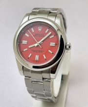 Rolex Oyster Perpetual RED Steel Swiss Automatic Watch - Image 3