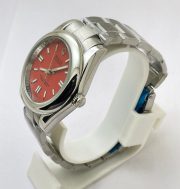 Rolex Oyster Perpetual RED Steel Swiss Automatic Watch - Image 4