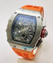 Richard Mille RM11 Steel Orange Rubber Strap Swiss Automatic Watch - Image 3