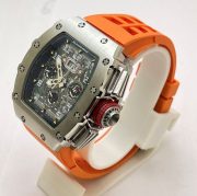 Richard Mille RM11 Steel Orange Rubber Strap Swiss Automatic Watch - Image 4