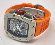 Richard Mille RM11 Steel Orange Rubber Strap Swiss Automatic Watch - Image 6