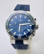 Oris Aquis Chronograph Blue Rubber Strap Watch - Image 3