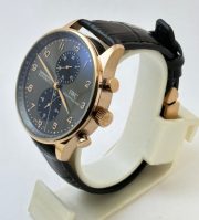 I W C Portugieser Chronograph Rose Gold Black Leather Strap Swiss Automatic Watch - Image 4