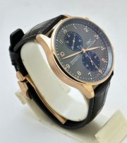 I W C Portugieser Chronograph Rose Gold Black Leather Strap Swiss Automatic Watch - Image 5