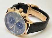 I W C Portugieser Chronograph Rose Gold Black Leather Strap Swiss Automatic Watch - Image 6