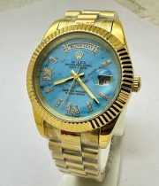 Rolex Day Date Turquoise Diamond Roman Marking Swiss Automatic Watch - Image 3