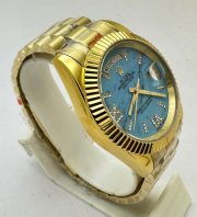 Rolex Day Date Turquoise Diamond Roman Marking Swiss Automatic Watch - Image 5