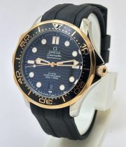 Omega Seamaster 50th Anniversary RG Black Rubber Strap Swiss Automatic Watch - Image 3