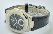 Patek Philippe Nautilus Annual Calendar Moon Phase Leather Strap Swiss Automatic Watch - Image 6