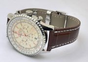 Breitling Navitimer Chrono White Steel Leather Strap Watch - Image 6