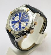 Breitling Chronometre Chronograph Steel Leather Strap Watch - Image 4