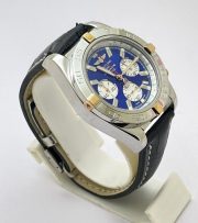Breitling Chronometre Chronograph Steel Leather Strap Watch - Image 5