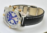 Breitling Chronometre Chronograph Steel Leather Strap Watch - Image 6