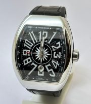 Franck Muller Vanguard Yachting Steel Black Leather Strap Swiss ETA Automatic Watch - Image 3
