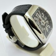 Franck Muller Vanguard Yachting Steel Black Leather Strap Swiss ETA Automatic Watch - Image 5