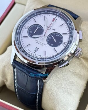 Breitling Premier B01 Chronograph 42 White Dial Leather Strap Watch