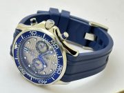 Omega Seamaster Diver Grey Chronograph Blue Rubber Strap Watch - Image 5