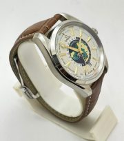 OMEGA SEAMASTER AQUA TERA WORLD TIME BORWN LEATHER STRAP SWISS AUTOMATIC WATCH - Image 5