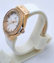 Hublot Classic Fusion Diamond White Rubber Strap Ladies Watch - Image 4