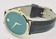Movado Ultra Slim Green Dial Leather Strap Watch - Image 6