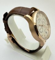 I W C Portuguese Power Reserve Rose Gold White Dial Leather Strap Swiss Automatic Watch - Image 5