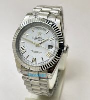 Rolex Day-Date Steel Roman Marking White Swiss Automatic Watch - Image 3