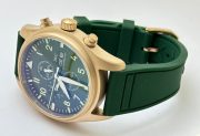 I W C Pilot Chronograph Day-Date Rose Gold Green Rubber Strap Watch - Image 6