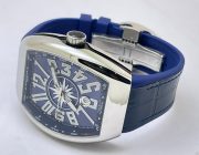 Franck Muller Vanguard Yachting Steel Blue Leather Strap Swiss ETA Automatic Watch - Image 6