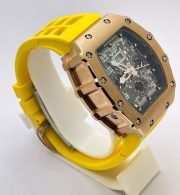 Richard Mille RM11 Rose Gold Yellow Rubber Strap Swiss Automatic Watch - Image 5