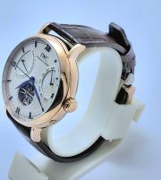 I W C Schaffhausen Portofino DAY-DATE Tourbillon Rose Gold Leather Strap Swiss Automatic Watch - Image 4