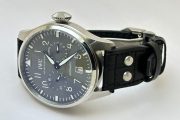 I W C Big Pilot Grey Black Leather Swiss Automatic Watch - Image 6