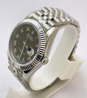 Rolex Date-Just Roman Mark Black Steel Swiss ETA Automatic 2836 Valjoux Movement Watch - Image 4