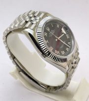 Rolex Date-Just Roman Mark Black Steel Swiss ETA Automatic 2836 Valjoux Movement Watch - Image 5