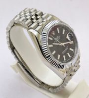 Rolex Date-Just Stick Mark Black Steel Swiss ETA Automatic 2836 Valjoux Movement Watch - Image 5