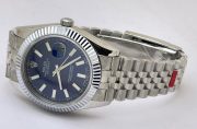 Rolex Date-Just Stick Mark Blue Steel Swiss ETA Automatic 2836 Valjoux Movement Watch - Image 6